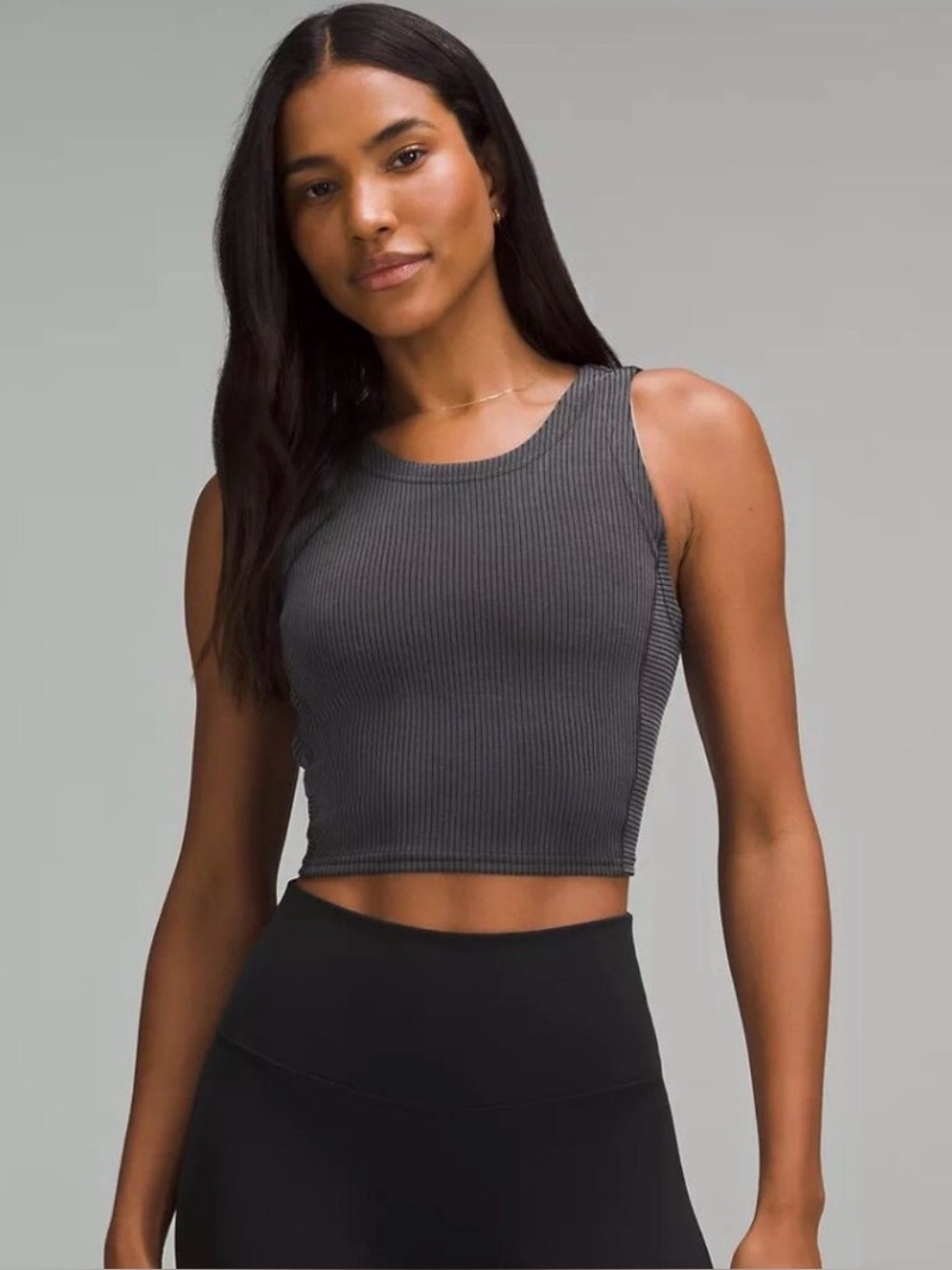 Lululemon NWT softstreme ribbed cropped tank gray size 4